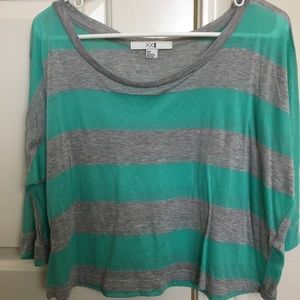 2/$15 forever 21 green and gray striped flowy top
